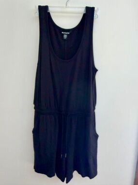 Athleta Black Sleeveless Terry Knit Romper